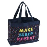Craft Bag Shoulder Tote with Embroidered Slogan - Navy Stars