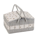 Sewing Box: Twin-Lidded Wicker Hamper: Bee