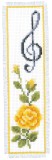 Vervaco Counted Cross Stitch Kit - Bookmark - Rose & Treble Clef