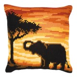 Vervaco Cross Stitch Cushion Kit - Sunset Elephant