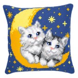 Vervaco Cross Stitch Cushion Kit - Moon And Kittens