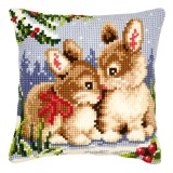Vervaco Cross Stitch Cushion Kit - Winter Scene Bunnies