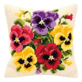 Vervaco Cross Stitch Cushion Kit - Pansy Posy