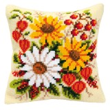 Vervaco Cross Stitch Cushion Kit - Mixed Flowers