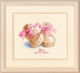 Vervaco Counted Cross Stitch Kit - Birth Record - Baby Shoes