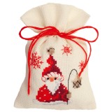 Vervaco Counted Cross Stitch Kit - Pot-Pourri Bag - Santa & Lantern