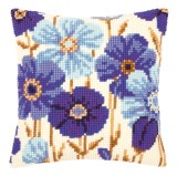 Vervaco Cross Stitch Cushion Kit - Blue Flowers