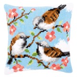 Vervaco Cross Stitch Cushion Kit - Birds Between Flowers