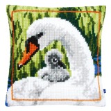 Vervaco Cross Stitch Cushion Kit - Swan and Cygnet