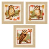 Vervaco Counted Cross Stitch Kits - Autumn Owls - Set of 3