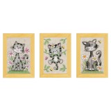 Vervaco Counted Cross Stitch Kit - Cats & Flowers - Set of 3