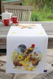 Counted Cross Stitch Kit: Runner: Chickens in Flowers