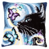 Cross Stitch Kit: Cushion: Cat With Butterflies