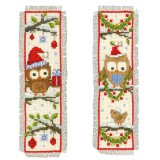 Vervaco Counted Cross Stitch Kit - Bookmarks - Owls In Santa Hats - Set of 2