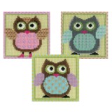 Vervaco Counted Cross Stitch  - Funny Owls Trio - Set of 3