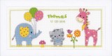 Vervaco Counted Cross Stitch Kit - Birth Record - Kitten and Friends