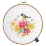 Vervaco Counted Cross Stitch Kit with Hoop - Bird and Flowers