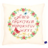 Vervaco Counted Cross Stitch Cushion Kit - Alphabet and Roses
