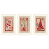 Vervaco Counted Cross Stitch Kit - Greeting Cards - Christmas Symbols - Set of 3