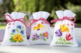 Vervaco Counted Cross Stitch Kit - Pot-Pourri Bag - Flowers & Butterflies - Set of 3