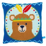 Vervaco Cross Stitch Cushion Kit - Lief! Bear with Feather
