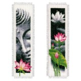 Vervaco Counted Cross Stitch Kit - Bookmarks - Lotus & Buddha - Set of 2