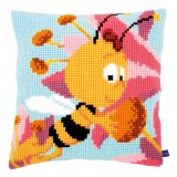 Vervaco Cross Stitch Cushion Kit - Willy with a Pink Flower