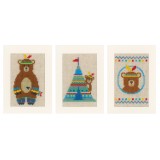 Vervaco Counted Cross Stitch Kit - Cards - Lief! Indian Bear - Set of 3