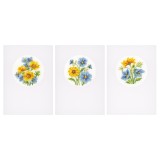 Vervaco Counted Cross Stitch Kit - Card - Blue & Yellow Flowers - Set of 3