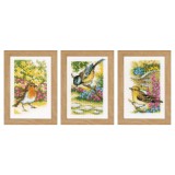 Vervaco Counted Cross Stitch Kit - Miniatures - Garden Birds - Set of 3