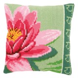 Vervaco Cross Stitch Cushion Kit - Pink Lotus Flower