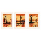 Vervaco Counted Cross Stitch Kit - Cards - Sunset - Set of 3