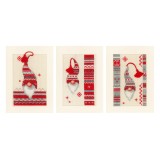 Vervaco Counted Cross Stitch Kit - Cards - Christmas Elf - Set of 3