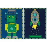 Vervaco Embroidery Kit Cards - Robot and Rocket - Set of 2