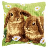 Vervaco Cross Stitch Cushion Kit - Two Rabbits
