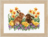 Vervaco Counted Cross Stitch Kit - Bunnies with Chicks