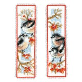Vervaco Counted Cross Stitch Kit - Bookmark - Long-Tailed Tits & Red Berries - Set of 2
