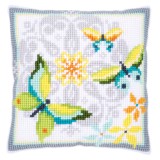 Vervaco Cross Stitch Cushion Kit - Butterflies & Flowers