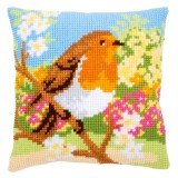 Vervaco Cross Stitch Cushion Kit - Robin in the Garden