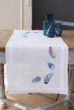Vervaco Embroidery Kit Table Runner - Blue Feathers