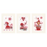 Vervaco Counted Cross Stitch Kit - Greeting Cards - Christmas Gnomes - Set of 3