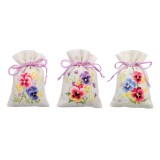 Vervaco Counted Cross Stitch Kit - Pot-Pourri Bag - Violets - Set of 3