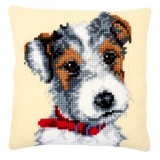 Cross Stitch Kit: Cushion: Dog with Red Collar