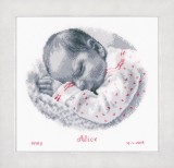 Vervaco Counted Cross Stitch Kit - Birth Record - Sleeping Baby
