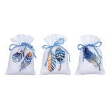 Vervaco Counted Cross Stitch Kit - Pot-Pourri Bag - Blue Feathers - (Set of 3)