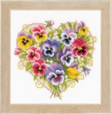 Vervaco Counted Cross Stitch Kit - Pansies in Heart Shape