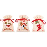 Vervaco Counted Cross Stitch Kit - Pot-Pourri Bag - Christmas Motif - Set of 3