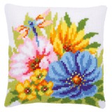 Vervaco Cross Stitch Cushion Kit - Colourful Spring Flowers
