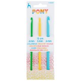 Pony Crochet Hook Set - Vibrant Col: 3 Asstd Sizes 4 5 & 6.00mm