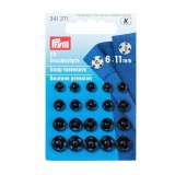 Prym Sew-On Snap Fasteners in Black - 6-11mm